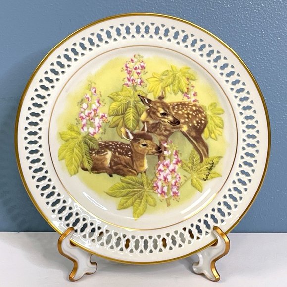 RARE‎ Bing & Grondahl New Generation The Fawns Plate Marilyn Leader Lattice Dish - Picture 1 of 4
